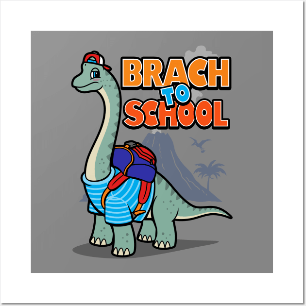 Funny Cute Prehistoric Dinosaur Brachiosaurus Gift For Kids Students Wall Art by Originals By Boggs